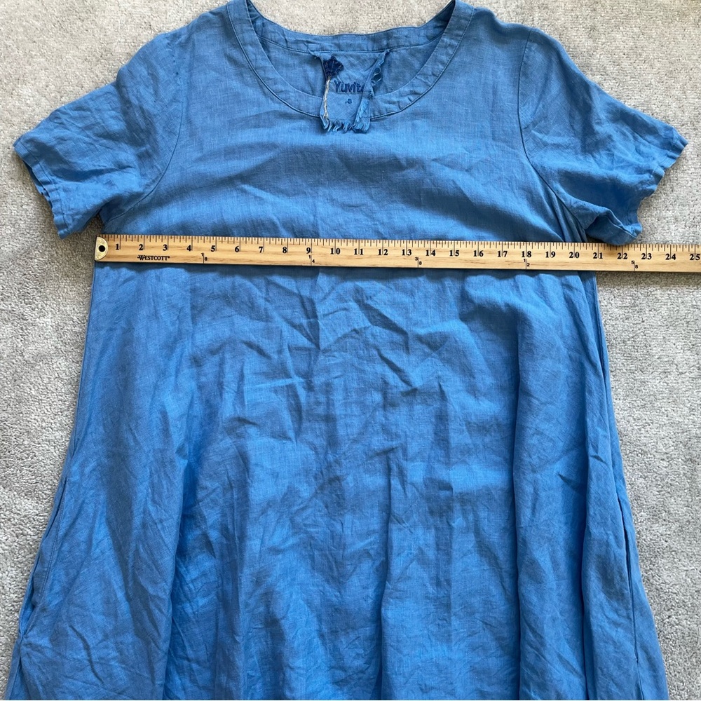 YUVITA 100% LINEN DRESS W/ POCKETS SIZE SMALL LAGENLOOK COTTAGECORE MINIMALIST - Picture 6 of 10